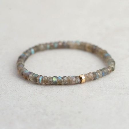 Natural Labradorite Beaded Bracelet with Adjustable Fit